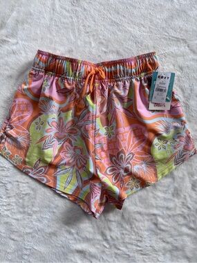 NWT - Roxy Floral Elastic-Waist Shorts in Pink, Orange & Lime Size XS